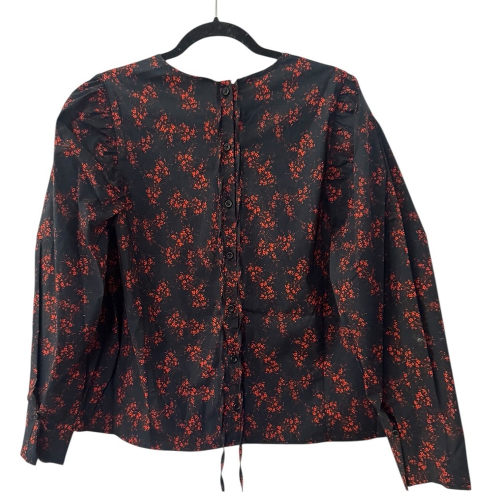 Thakoon Black and Red Floral Long Sleeve Top XXL Womens - Picture 4 of 5